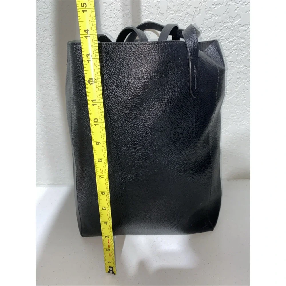 Ralph Lauren Fragrances Black Faux Leather Tote Bag Purse Handbag Pebbled 14x10